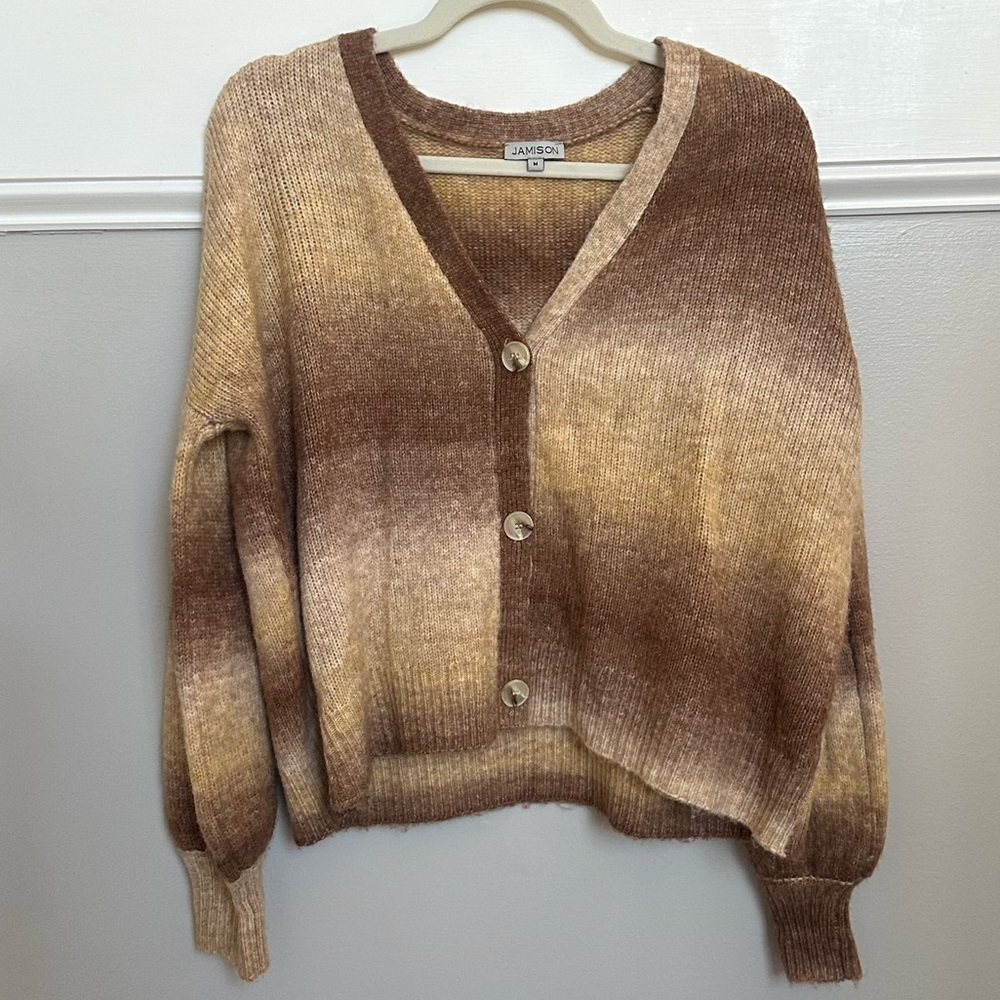 Jamison sweater. Brown/tan neutrals. Size medium